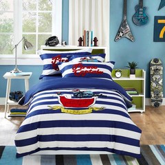 Smooth Xinjiang 60 cotton children room bedding stripes contracted four pieces of cotton American Wind 1.0m (3.3 feet) bed