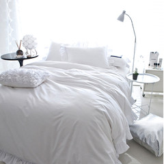 NANAROOM Korea imports pure cotton white angel beautiful wedding lotus leaf four sets of bedding products 1.2m (4 feet) bed