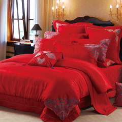 Casablanca Casablanca Chinese bedding bedding red embroidered wedding wedding wind six piece 1.5m (5 feet) bed