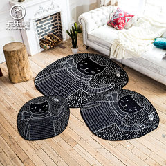 Cartoon meow star children room carpet black and white bedroom bedside mat mat shaped function lovely living room 50× 80CM