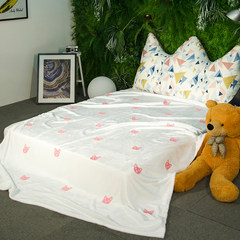 儿童卡通法莱绒毛毯夏季办公室午睡空调毯子珊瑚绒加厚毛巾被 110x110CM/送云貂绒毯