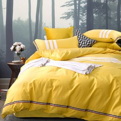 British Academy, pure cotton four piece set, simple cotton bedding, double bed, single 1.8m twill quilt 1.5m (5 ft) bed.