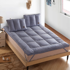 Flash sale！ The tatami mat mattress thick velvet feather Simmons mattress pad pad students warm Blue Plaid plush velvet mattress 1.2m (4 feet) bed
