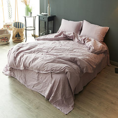简约全棉双层纱布提花四件套透气吸汗日式纯棉床单款床上用品套件 床单款 藕粉色 1.5m（5英尺）床