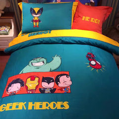 Hero alliance cartoon cartoon theme children four sets of pure cotton male 1m bed 1.35M bedding Suite 1.0m (3.3 feet) bed