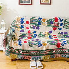 European-style sofa cushion, sofa cover, bed cover, bed cover, sofa cover, four seasons multi-functional thread blanket, leisure blanket, carpet, table cloth, 90*150cm tulip