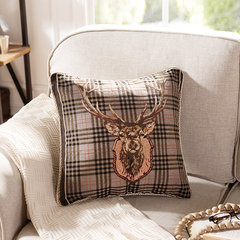 Qiju liangpin american-style cotton yarn sofa headrest cushion pillow pillow cover [with core] large size pillow: 50X50cm elk A style [with core]