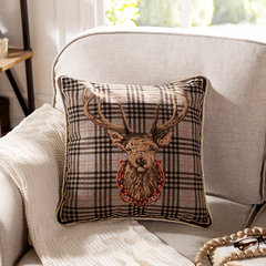 Qiju liangpin american-style cotton yarn sofa headrest cushion pillow pillow cover [with core] large size pillow: 50X50cm elk type B [with core]