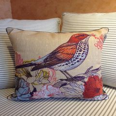 The cotton cushion pillow American Nordic European birds'twitter and fragrance of flowers and bird living room modern sofa pillow core 44*44cm jacket only Big bird