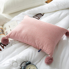 Export the Nordic simple fashion ins fringe four corner ball pillow sofa waist pillow cushion with decorative bed core Large size (55*30 cm) Stripe - four ball cushion