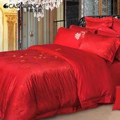 Casablanca Casablanca home textile bedding Red Pearl Wedding Wedding stamp silk jacquard six piece 1.5m (5 feet) bed