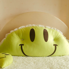 Creative bed back cushion for leaning on cartoon background wall soft bag tatami couch couch in the bedroom sofa waist by double bed on the large pillow with pillow core for leaning on: 50X50cm smile