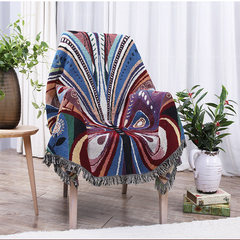 花鸟线毯装饰毯单人躺椅沙发套沙发毯巾盖毯纯棉线布美式乡村 90*90cm 蝴蝶