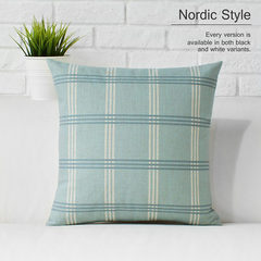 Nordic rural vintage blue ikea cotton and linen pillow case cloth art sofa cushion car office back pillow by large size square pillow: 50X50cm B