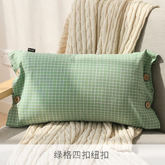 Japanese style simple pillow personality retro buttons back pillow backrest back cushion sofa office seat cushion pillow cover with core pillowcase + four-button pillow green case 30*45cm