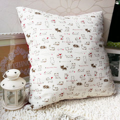Cute kitty cotton pillow set without core sofa cushion pillow bed on 50*50 large linen cloth 50*50cm (pillow case alone) AB double side cat, one red dot