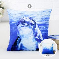 Blue Dolphin pillow sofa cushion set without core auto cushion short plush pillow quilt and bed Large square pillow: 50X50cm 1#