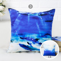 Blue Dolphin pillow sofa cushion set without core auto cushion short plush pillow quilt and bed Large square pillow: 50X50cm 3#