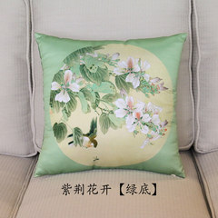 Modern Chinese style cushion for leaning on holds pillow to contain core to occupy the home the cloth art rosewood sofa bed head bed summer cushion for leaning on the flower bird protects the waist to hold pillow 45x45cm does not contain core thick satin bauhinia flower opens 903G