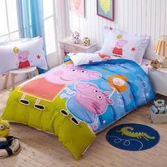 Animated cartoon children bed three pieces of pure cotton boys and girls single bedding 1.2 m 1 m happy pig 1.0m (3.3 ft) bed