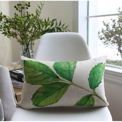 The new fresh water-ink leaf sofa cushion for leaning on pillow on pine tree house simple cotton and linen decoration large size square pillow: 50X50cm Q4989 long pillow