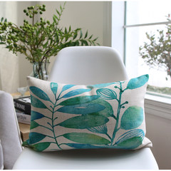 The new fresh water-ink leaf sofa cushion for leaning on pillow on pine tree house simple cotton and linen decoration large size square pillow: 50X50cm Q4988 long pillow