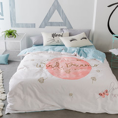 Nordic ins lovely, pure cotton student dormitory, cartoon children bed product, cotton bedspread, quilt cover, bed three or four piece bed sheet red circle 1.5m bed / quilt cover 200*230cm/ four piece set.