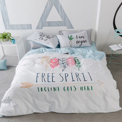 Nordic ins lovely, pure cotton student dormitory, cartoon children bed product, COTTON BEDSPREAD quilt cover, bed three or four piece bedspread free feather 1.5m bed / quilt cover 200*230cm/ four piece set.