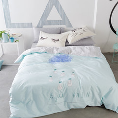 Nordic ins lovely, pure cotton student dormitory, cartoon children bed product, cotton bedspread, quilt cover, bed three or four pieces of sheets, happy small lamp 1.5m bed / quilt cover 200*230cm/ four piece.