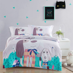 High end cotton cartoon four piece set 80 imported horse long staple cotton child single 1.2m bed cover bed 80Spima. Charlie brothers 1.8m bed (suitable for 200*230cm core)