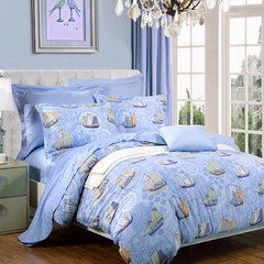 Four sets of single bed, children's double cotton beds, cartoon bed sets, Puerto Galera Set sail 1.2m (4 feet) bed