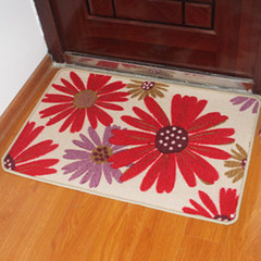 Door mat nylon dovetail door mat foot pad bedroom porch foyer bathroom mat anti-skid floor mat Dally mat 38x58cm cut-and-rice bottom red flower
