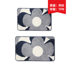 [thickening model] cambric bathroom anti-slip absorbent mat hall door mat bedroom bed mat kitchen mat 40*60CM3 gray flowers