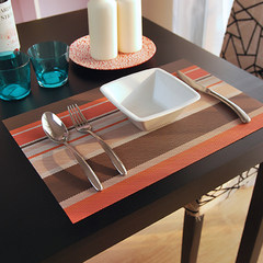 European style PVC mat, creative heat insulation anti scalding pad, bowl cushion, washing high grade table mat, wide stripe Orange PVC 65+17 vertical *70CM