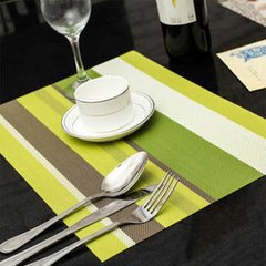 Dining mat PVC heat insulation mat plaid dining table mat plate mat bowl mat cup pad western dining mat washing fast dry rural style stripe green