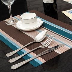 Dining mat PVC heat insulation mat plaid dining table mat plate mat bowl mat cup pad western dining mat washing fast dry rural style stripe blue