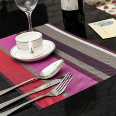 Dining mat PVC heat insulation mat plaid dining table mat plate mat bowl mat cup pad western dining mat washing fast dry rural style stripe purple