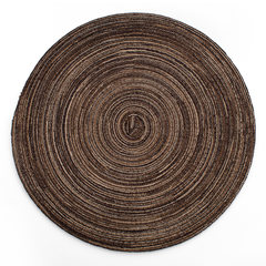Cotton yarn woven circular dining table, heat insulation pad, home Western tableware, pan bowl, dish mat, Japanese style Brown cotton yarn