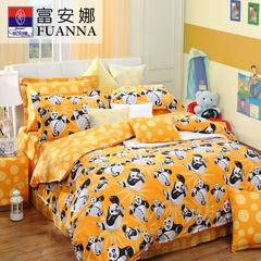 Fuanna Kung Fu Panda four piece of cotton cotton children's cartoon single double single students dream Suite 1.2m (4 feet) bed (three piece set)