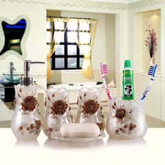 European bathroom five sets of wash sets, creative wedding bathroom products toilet toilet kit, resin riches, flowers and white.