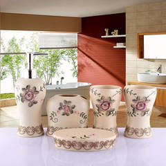 European bathroom five sets of wash sets, creative wedding bathroom products toilet toilet suite, resin Rose Embroidery, safflower.