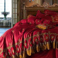 欧式婚庆全棉蕾丝四件套60长绒棉纯棉结婚4件套家纺六件套 床单款 执子之手 1.5m（5英尺）床