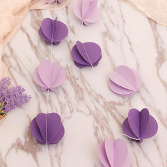Wedding, wedding room, vertical door curtain, string, paper, flower, birthday party, 3 layers, three dimensional flower room, decorating arrangement, paper, string, and 24 Flowers [round purple].