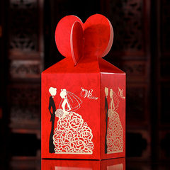 Wedding celebrating supplies creative Chinese candy box wedding candy box trumpet fish box gift bag packaging carton 80*60*60mm medium (10 suits) bronzing rose girl 0097