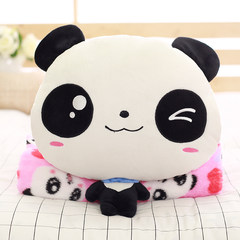 Panda office, nap pillow, car pillow, quilt dual-use cushion, air conditioner is three large (55*30 cm) with coral blanket.