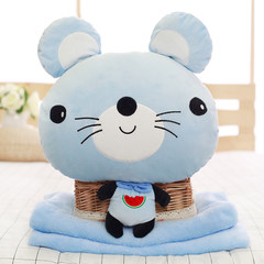 Panda office, nap pillow, car pillow, quilt dual-use cushion, air conditioner is three large (55*30 cm) blue round eye with coral blanket.