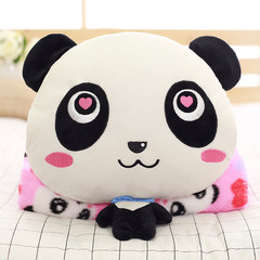 Panda office, nap pillow, car pillow, quilt dual-use cushion, air conditioner is three large (55*30 cm) with coral blanket, love eye panda.