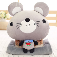 Panda office, nap pillow, car pillow, quilt dual-use cushion, air conditioner is three large (55*30 cm) gray round eye of coral carpet.