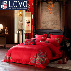 LOVO nine suite of home textile bedding product life Rowley polyester cotton jacquard red wedding wedding sheets 1.5m (5 feet) bed