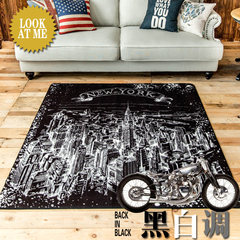 The simplicity of modern American New York chair desk porch door carpet mats anti-skid short black and white square 60× 120CM Night of Manhattan (polyester)